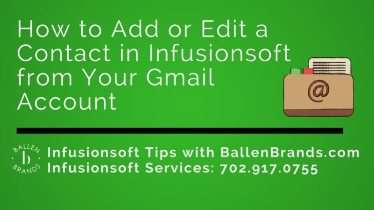 Simple banner with icon of contacts has letters that spell out the words How to Add or Edit a Contact in Infusionsoft from Your Gmail Account