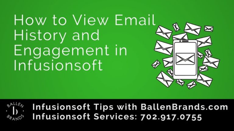Green BAnner with email icon reads how to view email history and engagement in infusionsoft
