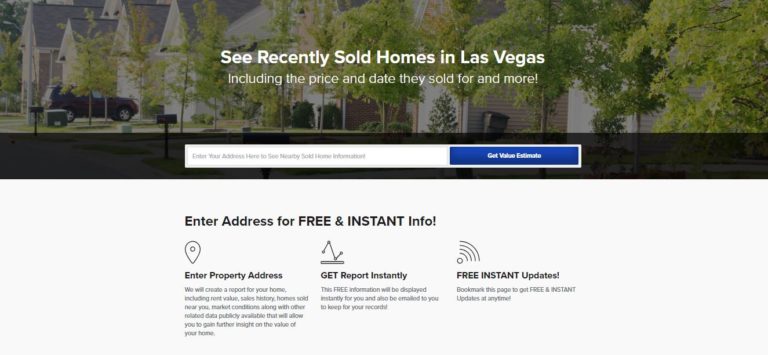 Real Estate Landing Page: Nearby Sold Homes