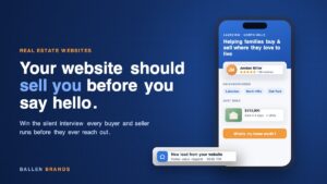 Your website should sell you before you say hello: real estate agent website on a phone with a new lead notification